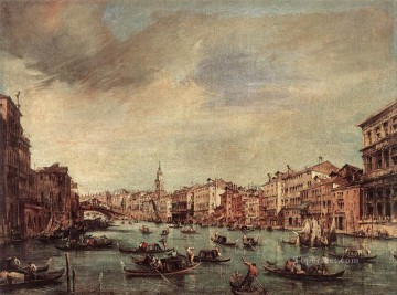 リアルト橋を望む大運河 ベネチアンスクール フランチェスコ・グアルディ Oil Paintings